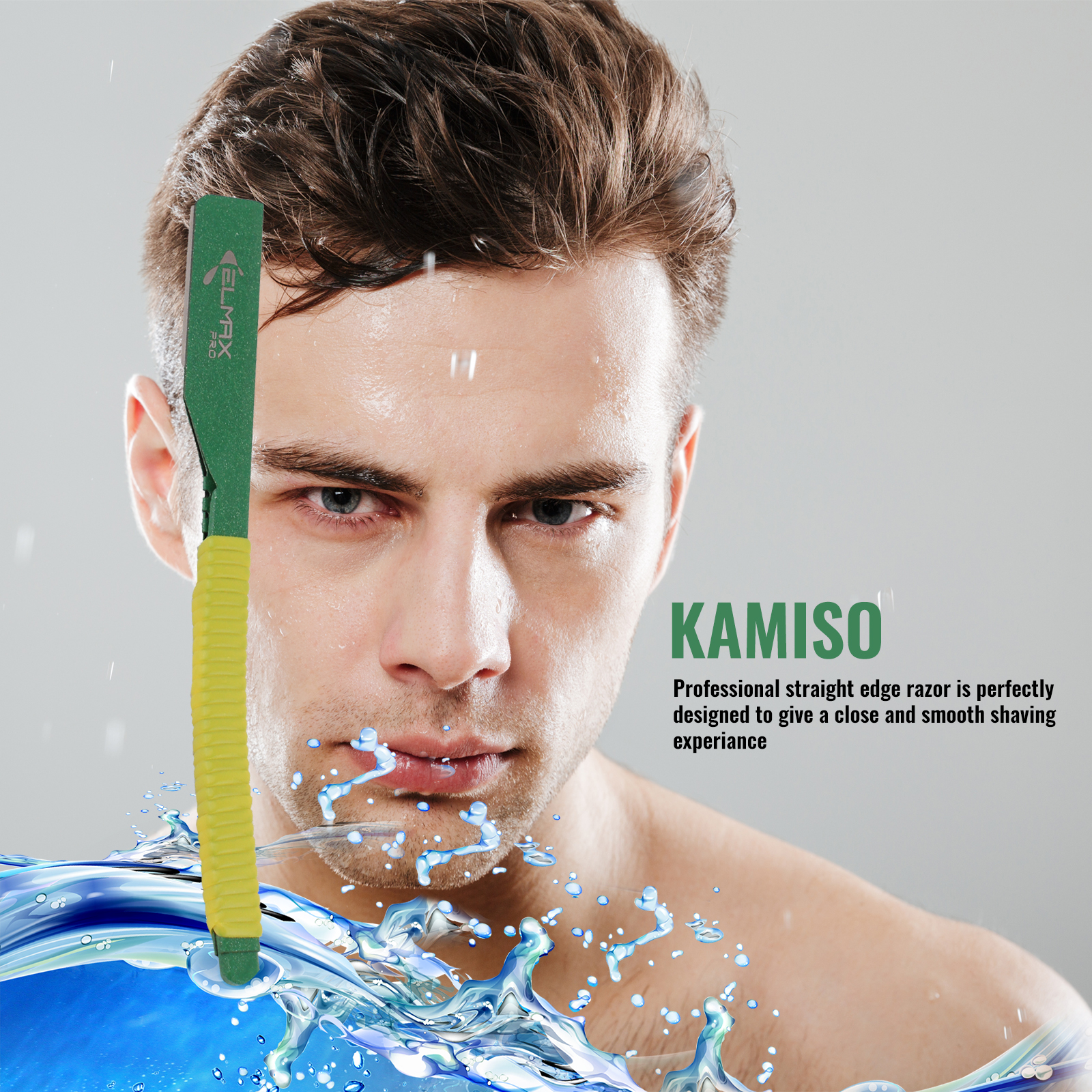 Elmax Pro Kamiso Japanese Style Straight Edge Razor - Shavette Straight Razor, Single Edge Razor, Straight Razors For Men Uses Single Edge Razor Blades