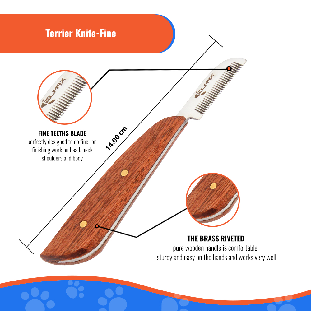 Elmax Stripping Knife For Dogs (Pack Of 6), Best For Removing Undercoat, Blades Are Made Of Stainless Steel With Wooden Handle(Right-Handed)